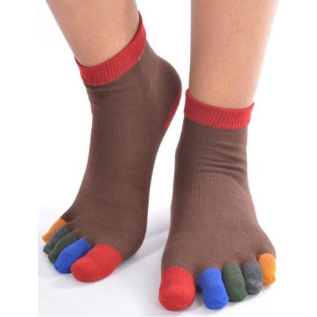 Chaussettes marrons 5 Doigts colorés