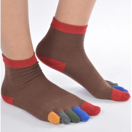 Chaussettes marrons 5 Doigts colorés