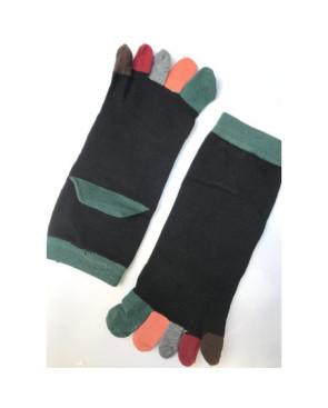 Chaussettes noires doigts colorés