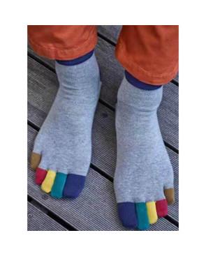 Chaussettes grises 5 doigts colorés