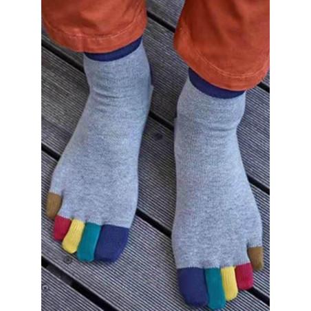 Chaussettes grises 5 doigts colorés