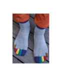 Chaussettes grises 5 doigts colorés