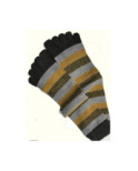Chaussettes 5 doigts rayures bruns moutarde