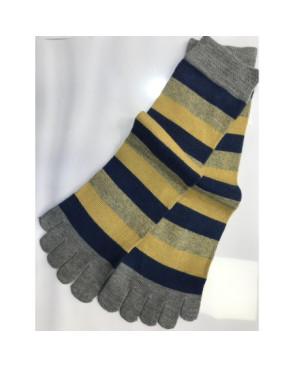 Chaussettes 5 doigts rayures noir rose