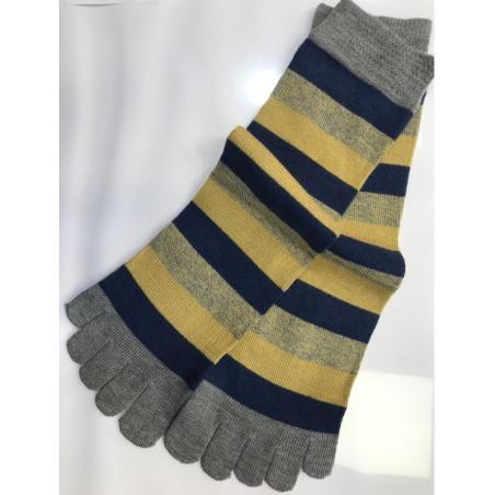 Chaussettes 5 doigts rayures noir rose