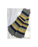 Chaussettes 5 doigts rayures Marine Jaune