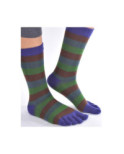 Chaussettes 5 Doigts rayures Brun Vert