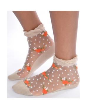  Socquettes Fines Fleurs Plumetis