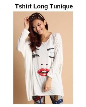 T-shirt tunique clin d'oeil Blanc