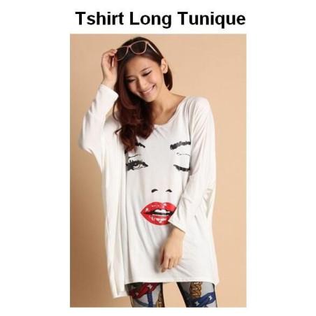 T-shirt tunique clin d'oeil Blanc