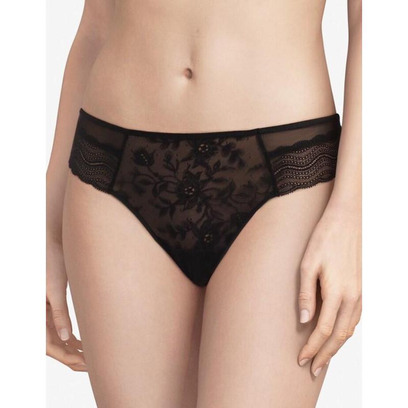 Tanga Chantelle blanche dentelle noire
