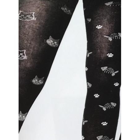 Collant Cronert Coton Chat et poissons
