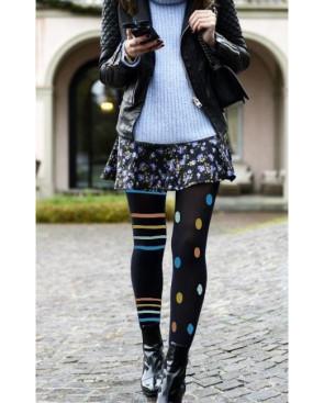 Collant rayures et pois asymétriques bleus azur