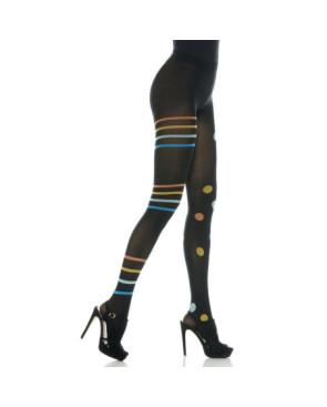  Collant rigolo noir opaque Pois et rayures sympa