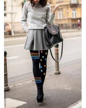  collant asymétriques pois et rayures