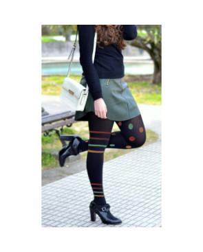 cOLLANT rayures et pois asymétriques noir rouge