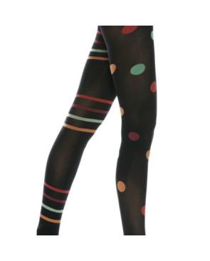 Collant pois et rayures asymétriques Rouges