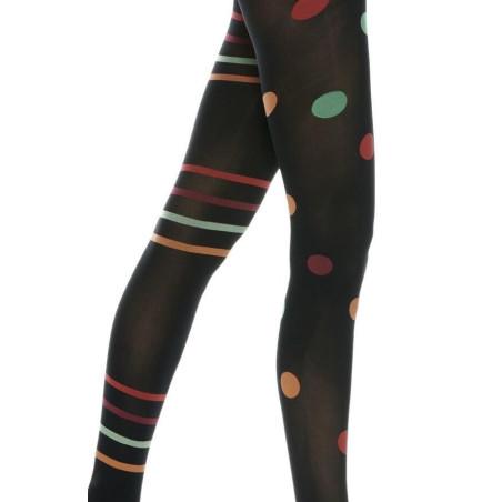 Collant pois et rayures asymétriques Rouges