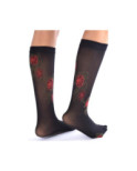 Mi bas opaque noir Roses rouges