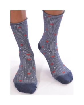 chaussettes bord roulée carreaux coeurs jeans