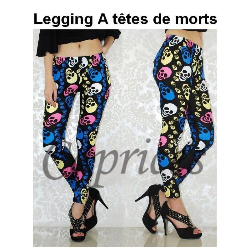 Legging à têtes de morts rigolotes multi