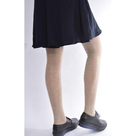 Collant laine à Stries naturel