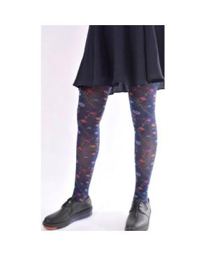  Collant-microfibre-bouquet-fleuris-multi-couleur-base-marine-avant