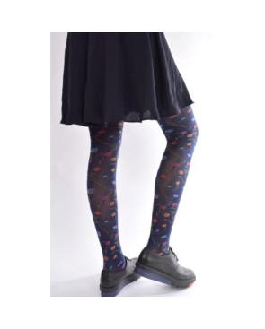 Collant-microfibre-bouquet-fleuris-multi-couleur-base-marine