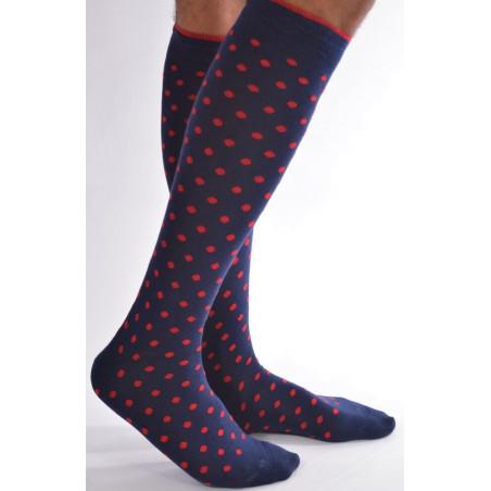 Mi bas marine pois rouges