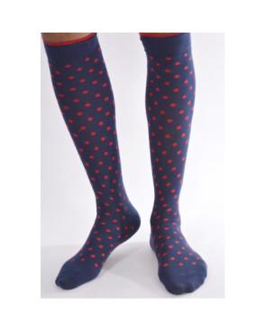 Mi Bas Homme Bleu à pois rouge