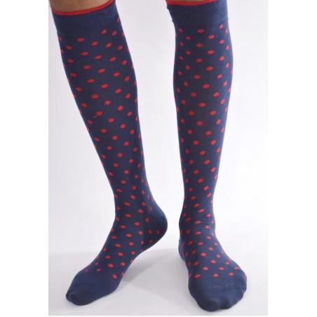 Mi Bas Homme Bleu à pois rouge