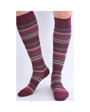  Mi bas laine merinos fine rayures tendance bordeaux