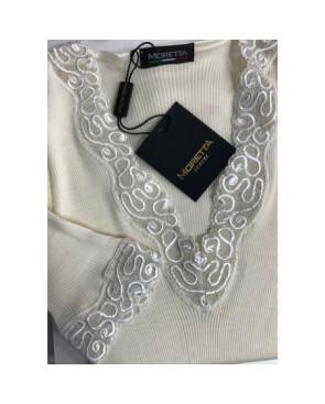 Jolie Chemise en laine et soie et dentelle ivoire