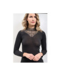 Chemise Laine et soie Col Mao Dentelle
