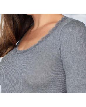Chemisette Laine et soie Moretta 
 5761 GRANITO