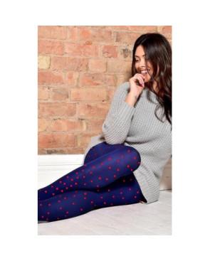 Voilà Femme Collant marine opaque à pois rouge