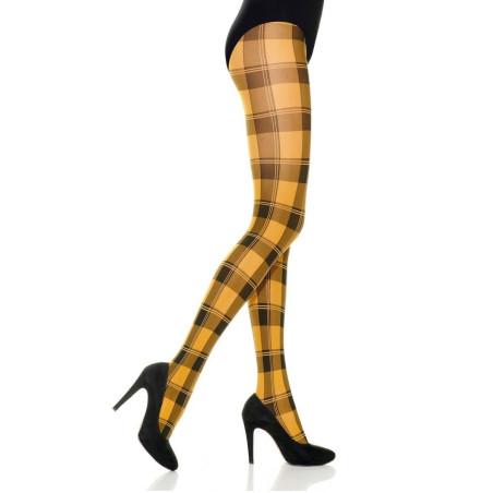 Collant imprimé tartan jaune