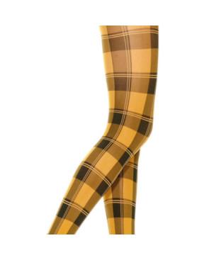  Collant tendance carreaux moutarde