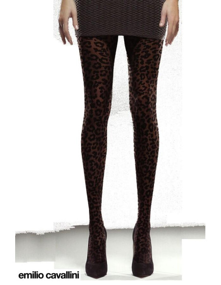 Collant Emilio Cavallini léopard tattoo noir