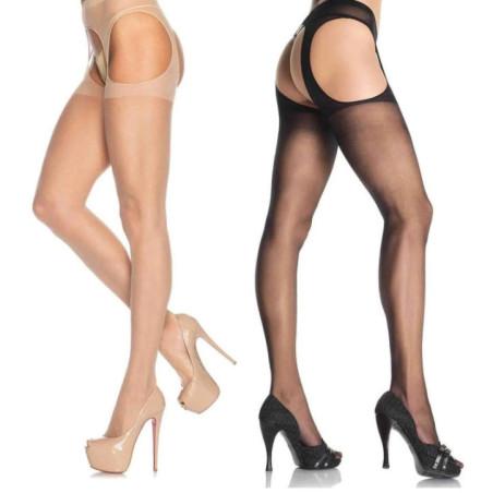 Collant ouvert classique Leg avenue noir et chair