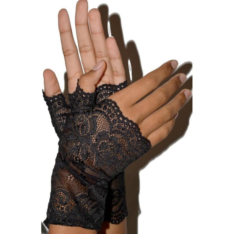 Mitaines dentelle noires raffinée Mitaines dentelle noires raffinée