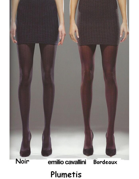 Collants Plumetis Emilio Cavallini noir et bordeaux