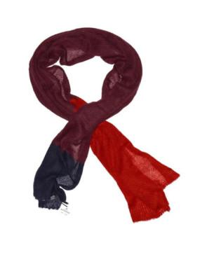 Echarpe en laine mohair rouge bordeaux marine