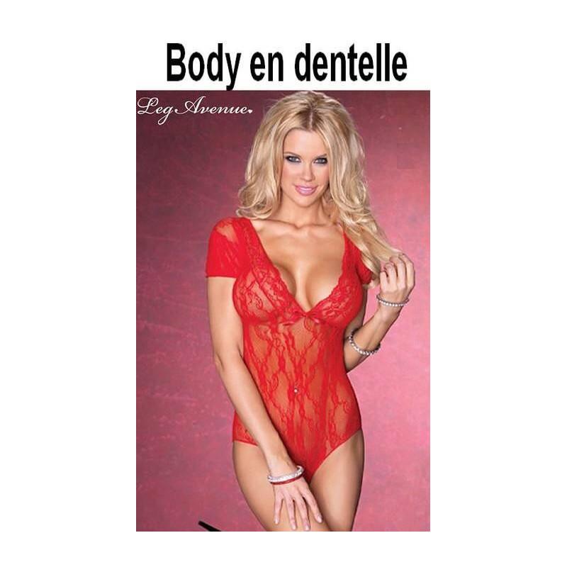 Body Dentelle floral rouge Leg Avneue