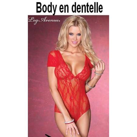 Body Dentelle floral rouge Leg Avneue