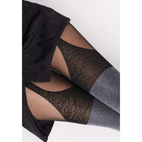 Collant effet porte jarretelle gris chic