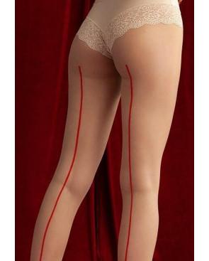 Collant couture Rouge  voile fin Fiore