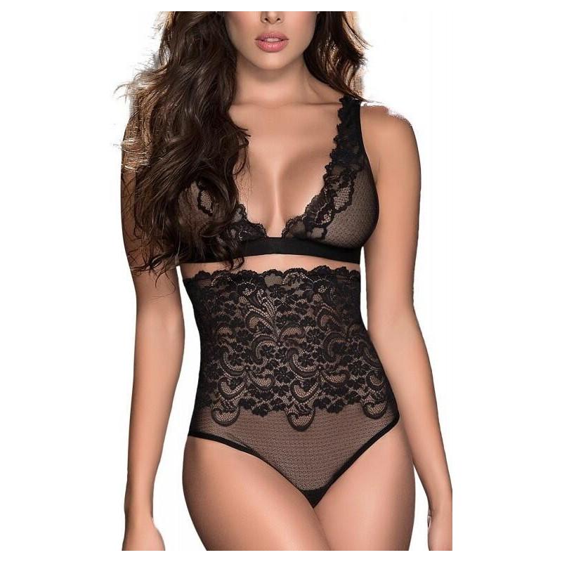 Ensemble Culotte haute Triangle  dentelle laçage