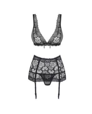  Ensemble dentelle triangle string et porte jarretelles