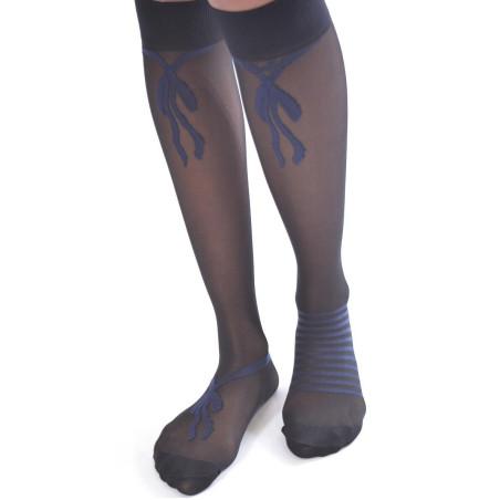 Mi bas Noeuds et Rayures Berthe Lycra 30